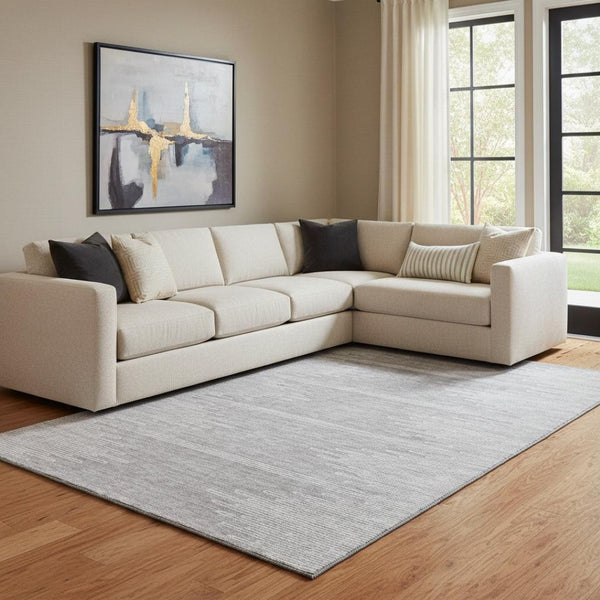 HomeRoots 8' X 10' Gray and Ivory Abstract Area Rug - Washable, Stain Resistant, UV Protected for Modern Spaces 653705