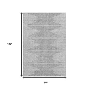 HomeRoots 8' X 10' Gray and Ivory Abstract Area Rug - Washable, Stain Resistant, UV Protected for Modern Spaces 653705