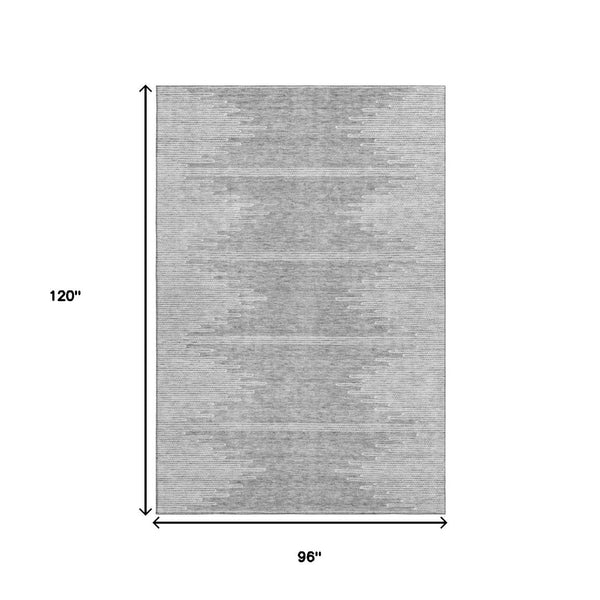 HomeRoots 8' X 10' Gray and Ivory Abstract Area Rug - Washable, Stain Resistant, UV Protected for Modern Spaces 653705