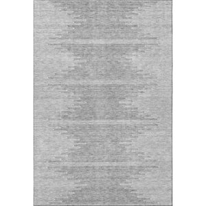 HomeRoots 8' X 10' Gray and Ivory Abstract Area Rug - Washable, Stain Resistant, UV Protected for Modern Spaces 653705