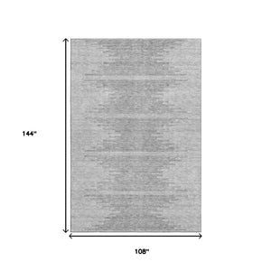 HomeRoots 9' X 12' Gray and Ivory Abstract Washable Area Rug - Stain-Resistant, UV Protected for Family Spaces 653706