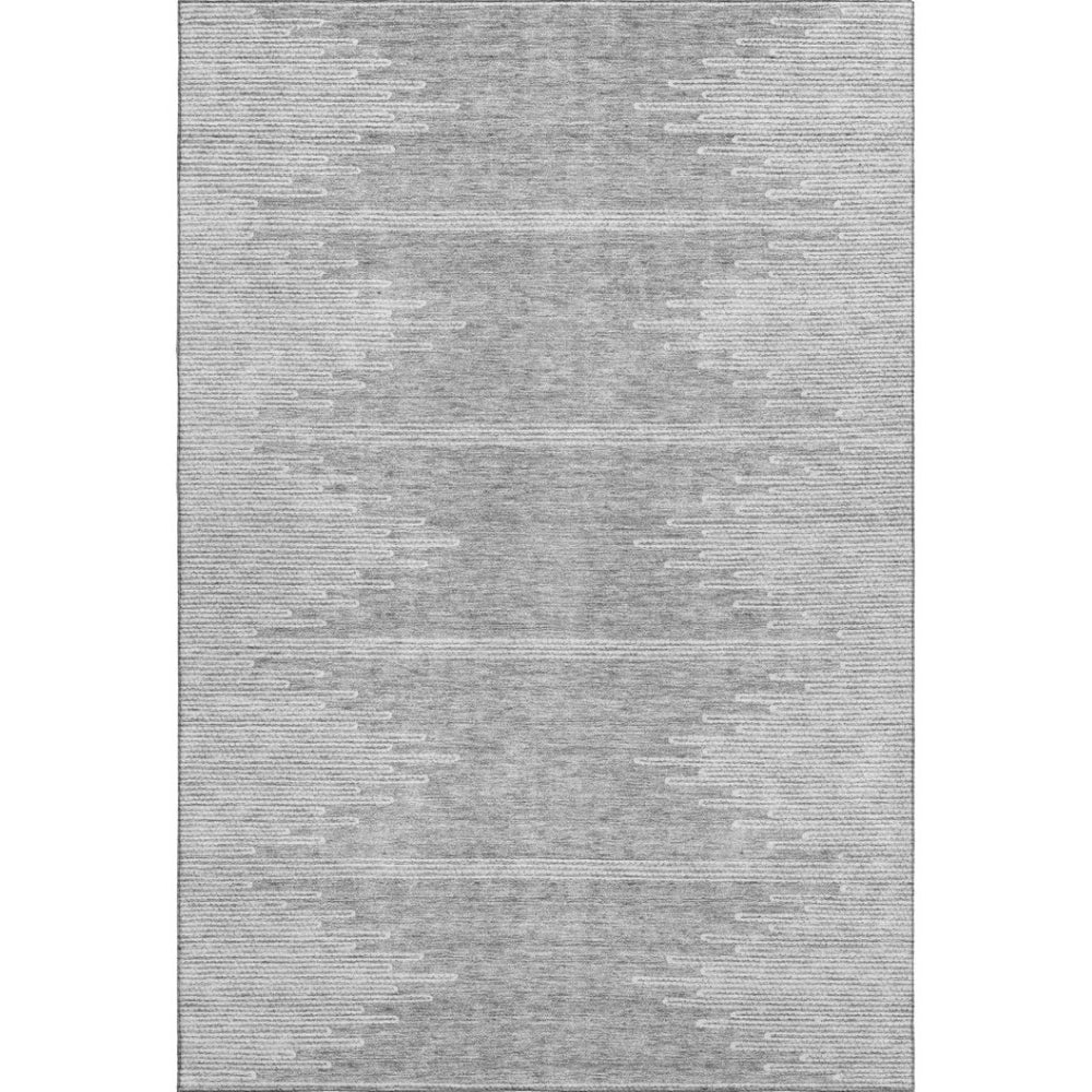 HomeRoots 10' X 14' Gray And Ivory Abstract Area Rug - Washable, UV Protected, Stain Resistant for High-Traffic Homes 653707