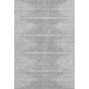 HomeRoots 10' X 14' Gray And Ivory Abstract Area Rug - Washable, UV Protected, Stain Resistant for High-Traffic Homes 653707
