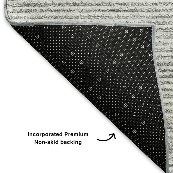 HomeRoots 10' X 14' Gray And Ivory Abstract Area Rug - Washable, UV Protected, Stain Resistant for High-Traffic Homes 653707