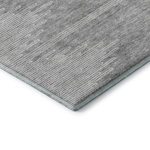 HomeRoots 10' X 14' Gray And Ivory Abstract Area Rug - Washable, UV Protected, Stain Resistant for High-Traffic Homes 653707