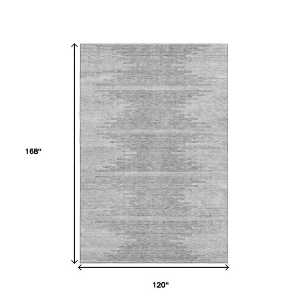 HomeRoots 10' X 14' Gray And Ivory Abstract Area Rug - Washable, UV Protected, Stain Resistant for High-Traffic Homes 653707