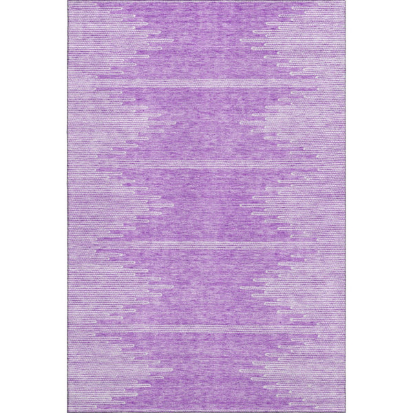 HomeRoots 5' X 8' Lavender and Ivory Abstract Area Rug - Durable, Washable, UV-Protected for Modern Living Spaces 653709