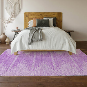 HomeRoots 5' X 8' Lavender and Ivory Abstract Area Rug - Durable, Washable, UV-Protected for Modern Living Spaces 653709