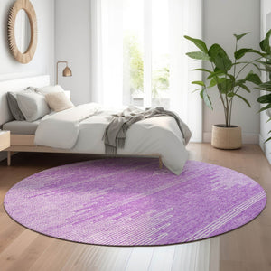 HomeRoots 8' Lavender Abstract Round Rug - UV Protected, Washable, Stain-Resistant Design for Family Spaces 653710
