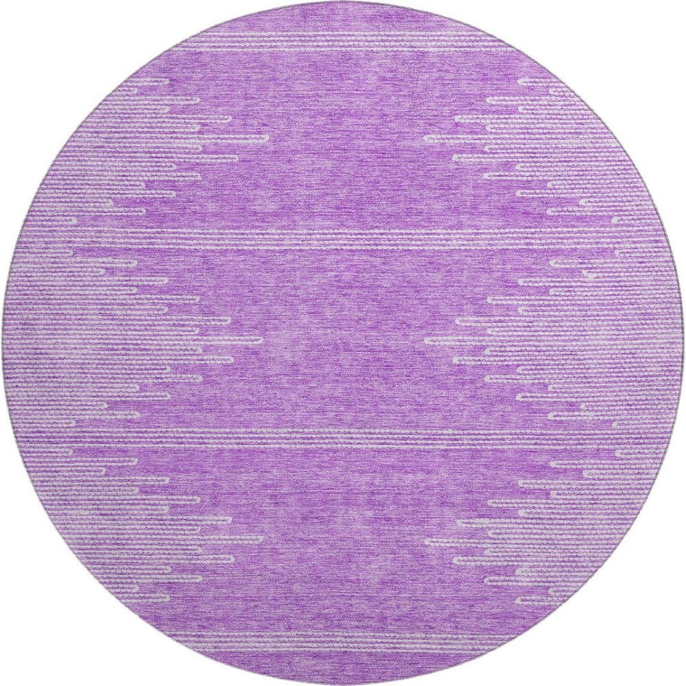 HomeRoots 8' Lavender Abstract Round Rug - UV Protected, Washable, Stain-Resistant Design for Family Spaces 653710