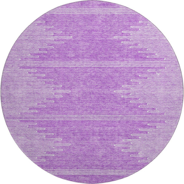 HomeRoots 8' Lavender Abstract Round Rug - UV Protected, Washable, Stain-Resistant Design for Family Spaces 653710