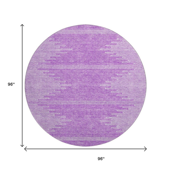 HomeRoots 8' Lavender Abstract Round Rug - UV Protected, Washable, Stain-Resistant Design for Family Spaces 653710