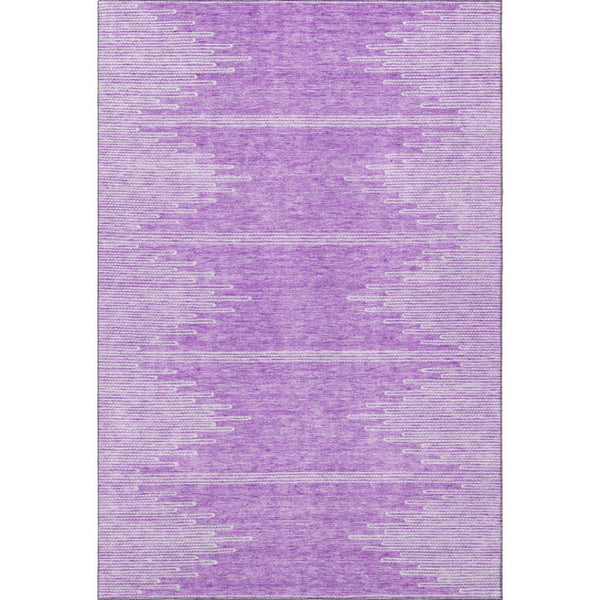 HomeRoots 8' X 10' Stylish Lavender and Ivory Washable Area Rug with UV Protection for High-Traffic Spaces 653711