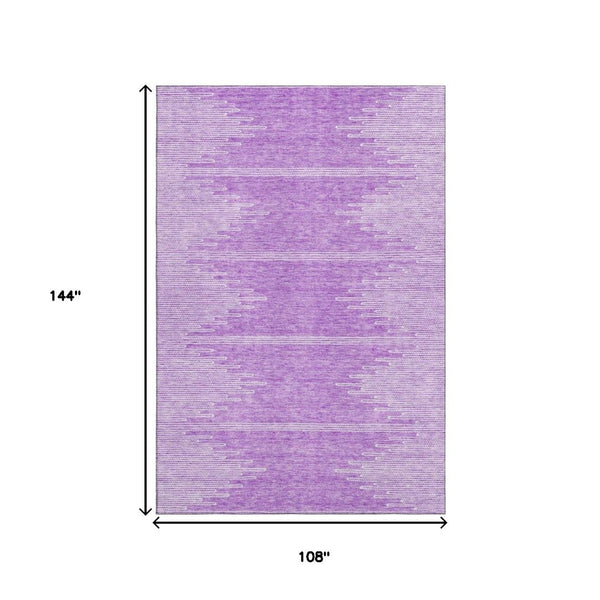 HomeRoots 9' X 12' Lavender & Ivory Abstract Area Rug - Washable, Pet-Friendly, UV Protected for Modern Homes 653712