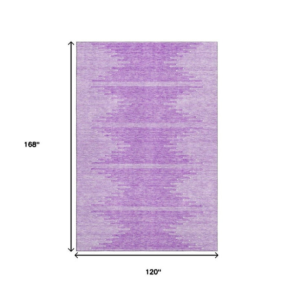 HomeRoots 10' X 14' Abstract Lavender & Ivory Washable Area Rug - UV Protected, Pet-Friendly & Stylish Decor 653713