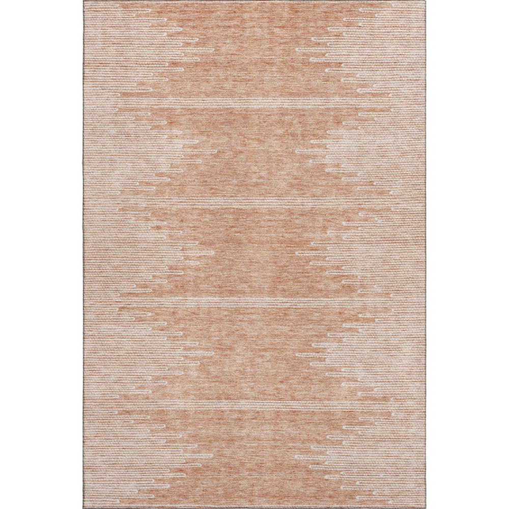 HomeRoots 5' X 8' Salmon and Ivory Abstract Area Rug – Stylish, Washable, UV-Protected for Homes with Pets! 653715