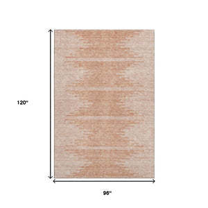 HomeRoots 8' X 10' Salmon And Ivory Abstract Area Rug - Durable, Washable, UV-Protected for Modern Living Spaces 653717