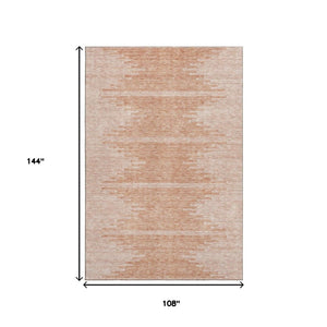 HomeRoots 9' X 12' Salmon & Ivory Abstract Washable Area Rug – Durable, Stylish, UV-Protected for Family Spaces 653718