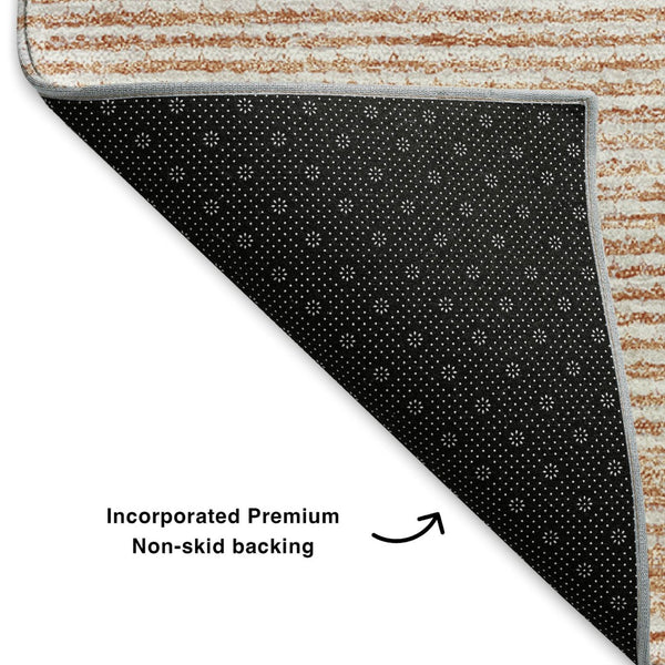 HomeRoots 10' X 14' Salmon and Ivory Abstract Area Rug - Washable, UV-Protected, Perfect for Modern Living Spaces 653719