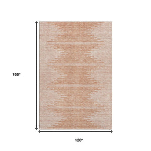 HomeRoots 10' X 14' Salmon and Ivory Abstract Area Rug - Washable, UV-Protected, Perfect for Modern Living Spaces 653719