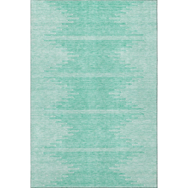 HomeRoots 5' X 8' Teal and Ivory Abstract Area Rug - Durable, Washable, UV Protected for Modern Living Spaces 653721