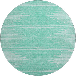 HomeRoots 8' Teal and Ivory Abstract Round Rug - Washable, UV Protected, Ideal for Busy Homes & Modern Spaces 653722