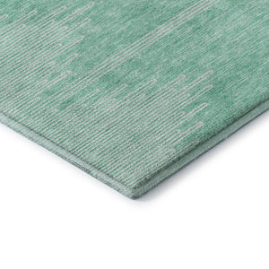 HomeRoots 8' Teal and Ivory Abstract Round Rug - Washable, UV Protected, Ideal for Busy Homes & Modern Spaces 653722