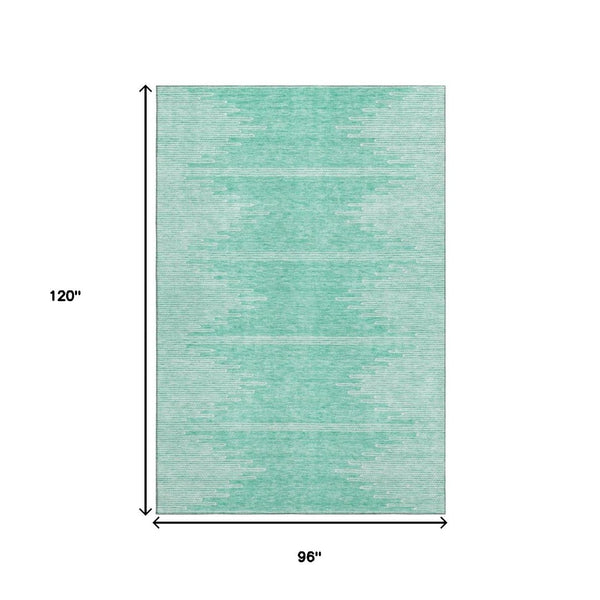 HomeRoots 8' X 10' Teal And Ivory Abstract Area Rug – Stylish, Washable, UV-Protected for Homes with Kids & Pets! 653723