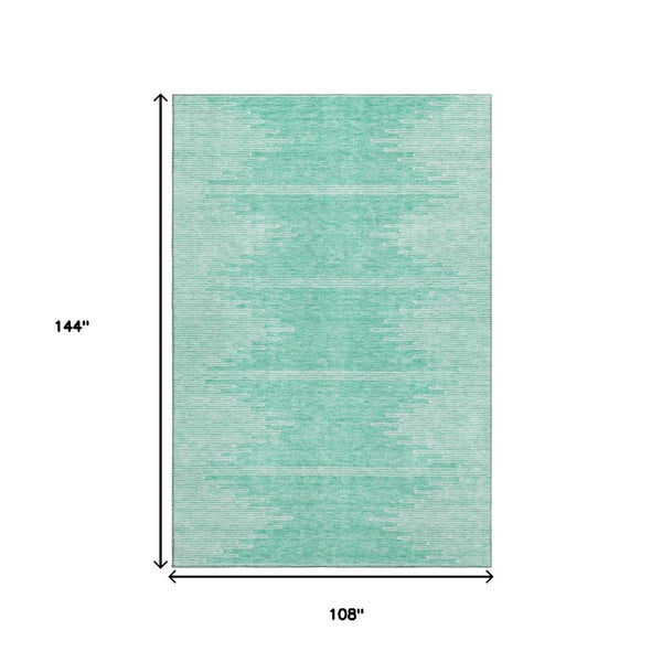 HomeRoots 9' X 12' Teal & Ivory Abstract Area Rug - Stain-Resistant, UV Protected, Modern Design for Homes 653724