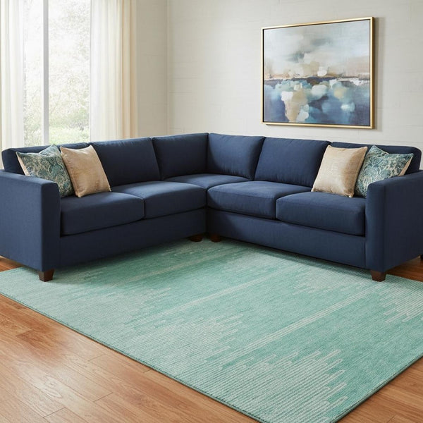 HomeRoots 10' X 14' Teal & Ivory Abstract Area Rug - Washable, UV Protected, Durable for High-Traffic Homes 653725