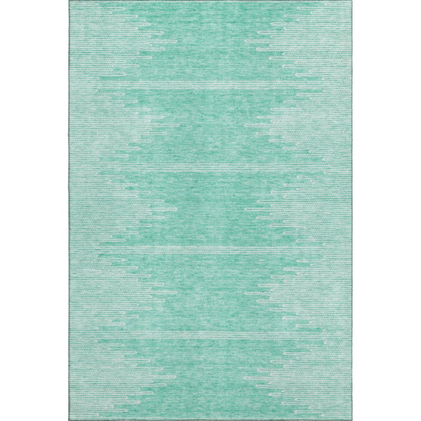 HomeRoots 10' X 14' Teal & Ivory Abstract Area Rug - Washable, UV Protected, Durable for High-Traffic Homes 653725