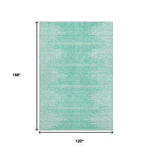 HomeRoots 10' X 14' Teal & Ivory Abstract Area Rug - Washable, UV Protected, Durable for High-Traffic Homes 653725