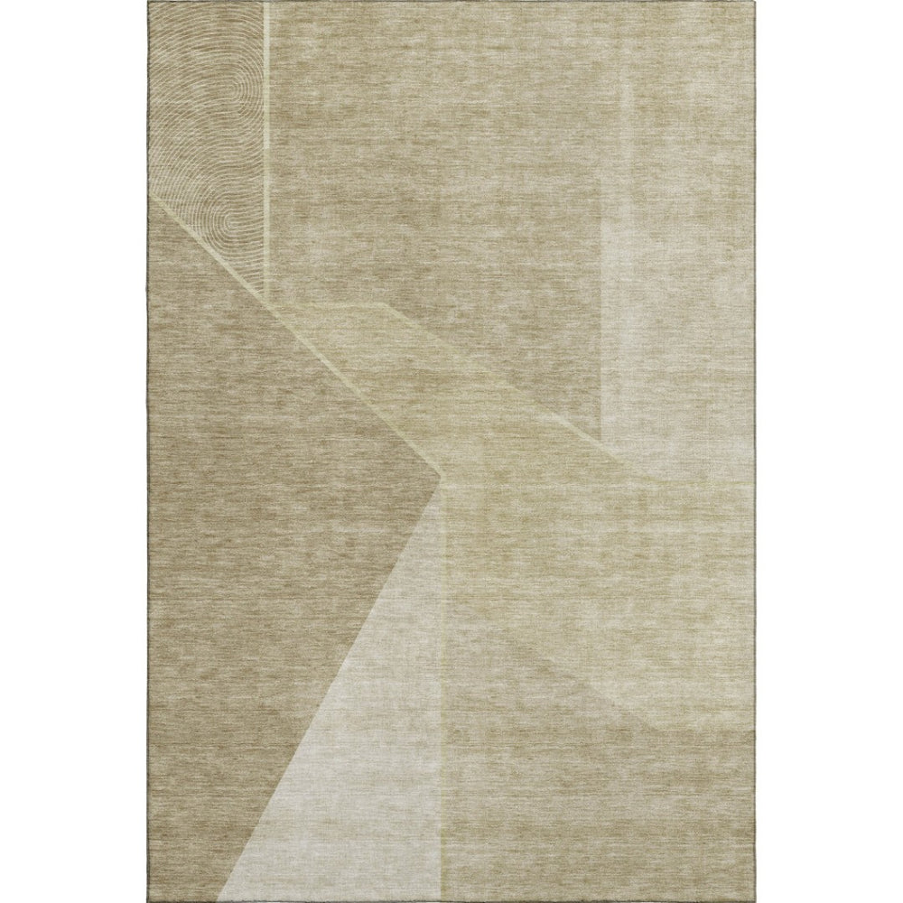HomeRoots 5' X 8' Beige and Ivory Geometric Area Rug - Washable, Stain Resistant, UV Protected for Homes 653727
