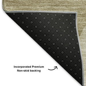 HomeRoots 9' X 12' Beige and Ivory Geometric Area Rug - Washable, UV Protected, Durable Design for High-Traffic Areas 653730