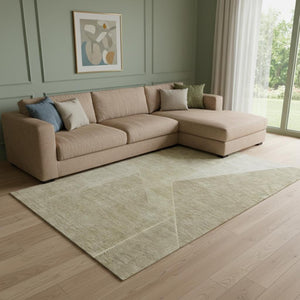 HomeRoots 9' X 12' Beige and Ivory Geometric Area Rug - Washable, UV Protected, Durable Design for High-Traffic Areas 653730