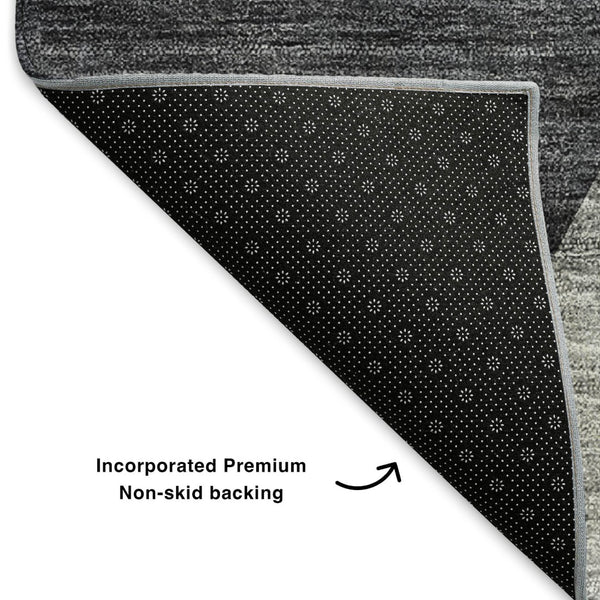 HomeRoots 9' X 12' Charcoal Gold Brown Geometric Washable Area Rug – Stylish, Durable, UV Protected & Easy Care! 653736
