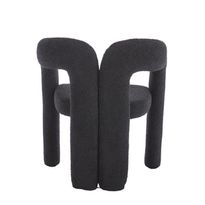 English Elm Contemporary Velvet Upholstered Barrel Accent Chair with Curved Support, Foam Seat, Steel Frame Finish Black W395P224763