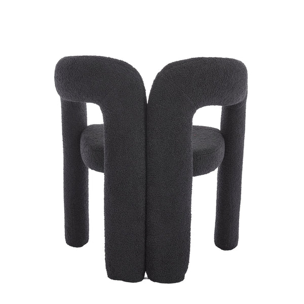 English Elm Contemporary Velvet Upholstered Barrel Accent Chair with Curved Support, Foam Seat, Steel Frame Finish Black W395P224763