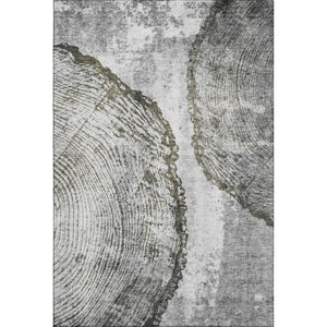 HomeRoots 5' X 8' Gray And Ivory Woodland Lodge Area Rug - Washable, UV-Protected, Durable for Family Homes 653739