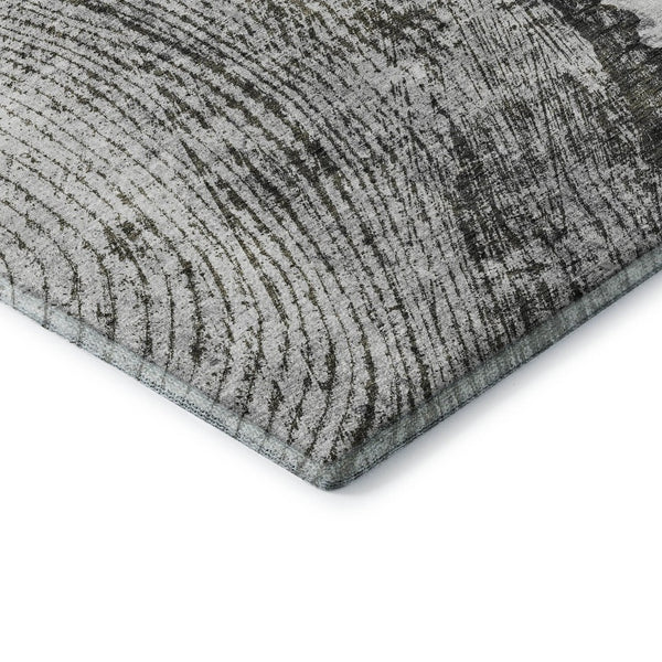 HomeRoots 5' X 8' Gray And Ivory Woodland Lodge Area Rug - Washable, UV-Protected, Durable for Family Homes 653739