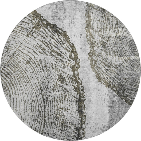 HomeRoots 8' Gray and Ivory Woodland Lodge Area Rug - Washable, UV-Protected, Durable for Family Spaces 653740