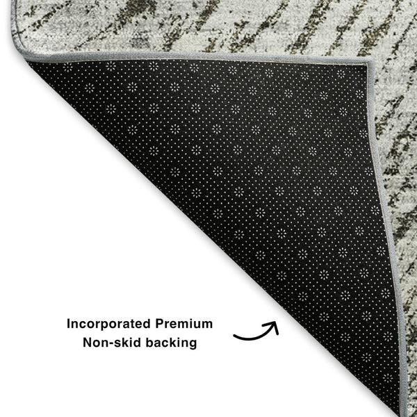 HomeRoots 8' Gray and Ivory Woodland Lodge Area Rug - Washable, UV-Protected, Durable for Family Spaces 653740
