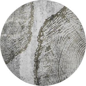 HomeRoots 8' Gray and Ivory Woodland Lodge Area Rug - Washable, UV-Protected, Durable for Family Spaces 653740