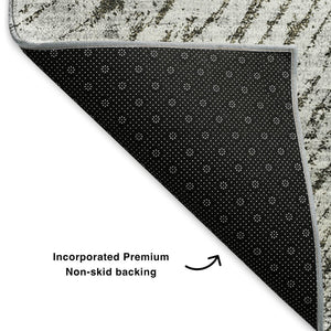HomeRoots 8' X 10' Gray And Ivory Woodland Lodge Rug – Washable, Stain-Resistant, UV Protected for Durability 653741