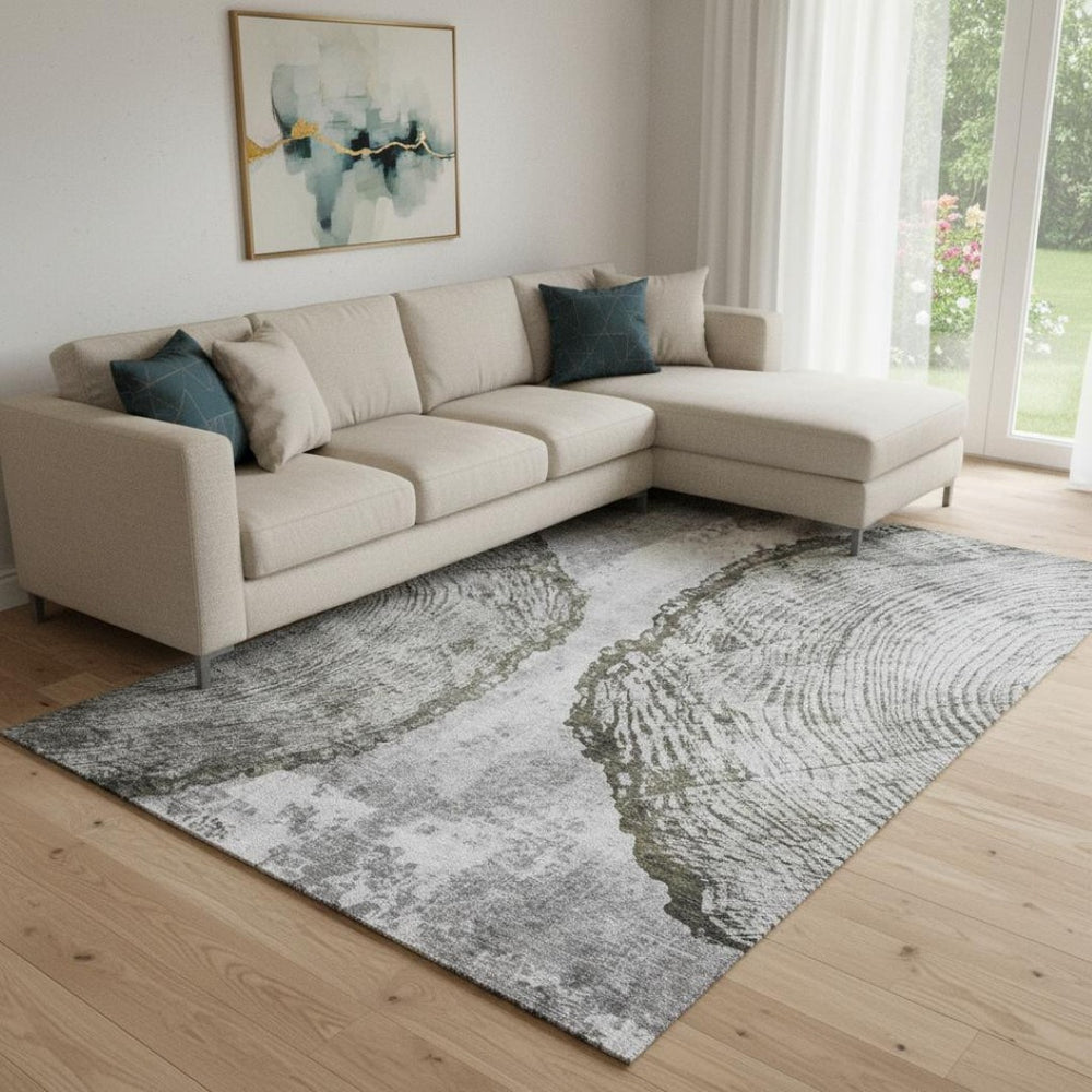 HomeRoots 10' X 14' Gray and Ivory Woodland Lodge Area Rug - Cozy, Washable, UV-Protected for Family Spaces 653743