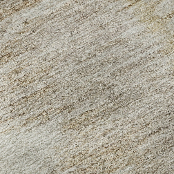 HomeRoots 8' Round Brown, Ivory & Gray Rustic Lodge Washable Rug with UV Protection for High-Traffic Areas 653746