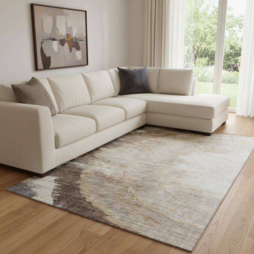 HomeRoots 9' X 12' Woodland Lodge Area Rug in Brown, Ivory & Gray - Stain Resistant, UV Protected, Easy Care 653748