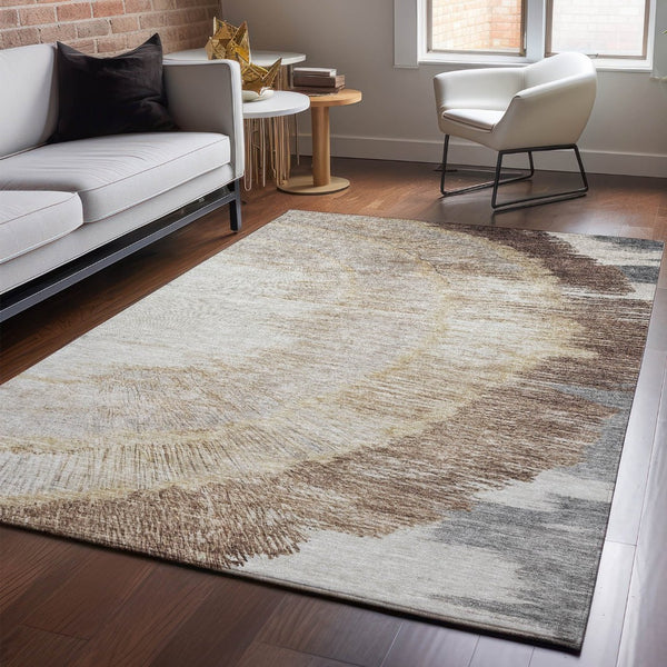 HomeRoots 10' X 14' Woodland Lodge Area Rug - Washable, UV-Protected, Cozy Brown, Ivory & Gray Design for Homes 653749