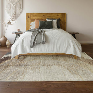 HomeRoots 10' X 14' Woodland Lodge Area Rug - Washable, UV-Protected, Cozy Brown, Ivory & Gray Design for Homes 653749