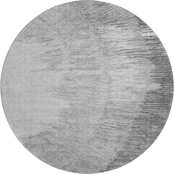 HomeRoots 8' Gray and Ivory Woodland Lodge Round Rug - Washable, Stain-Resistant, UV Protected for Homes 653752